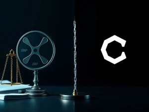 An illustration highlighting the distinct legal and market dynamics of XRP and Chainlink, emphasizing expert analysis on XRP News Today.