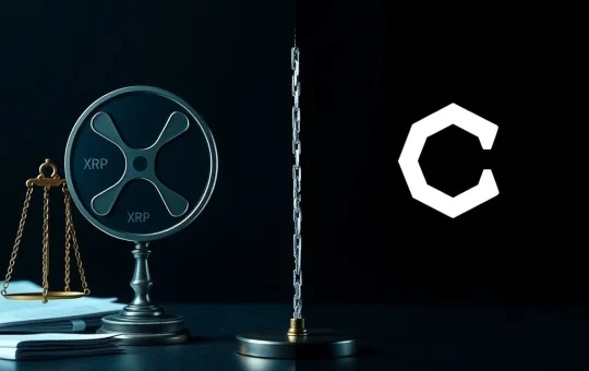 An illustration highlighting the distinct legal and market dynamics of XRP and Chainlink, emphasizing expert analysis on XRP News Today.
