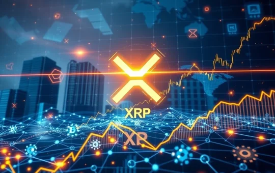 A financial chart illustrating a Golden Cross formation for XRP, signaling a bullish XRP market analysis and potential price growth.