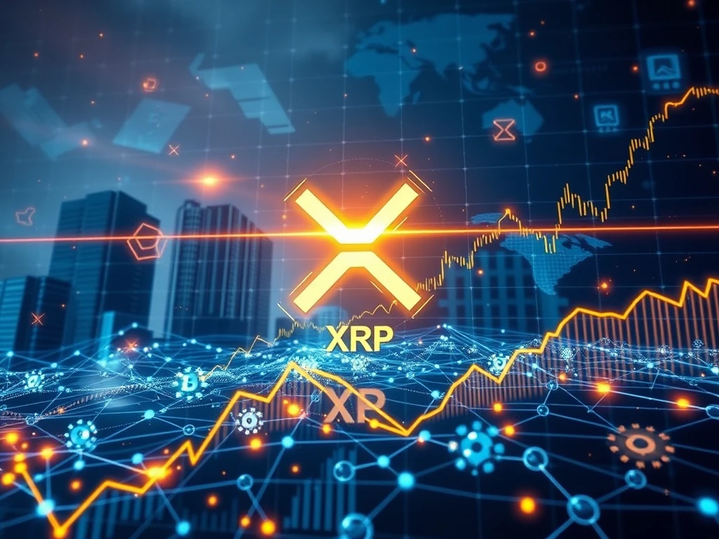A financial chart illustrating a Golden Cross formation for XRP, signaling a bullish XRP market analysis and potential price growth.