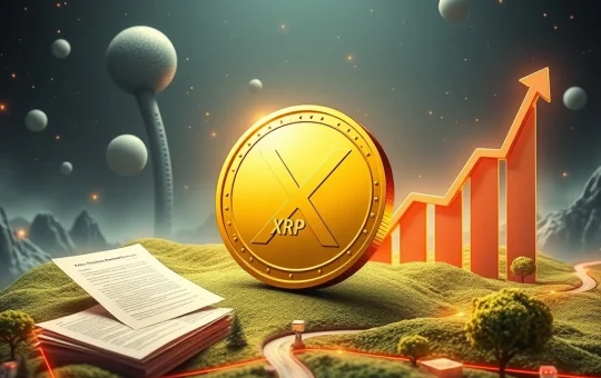 XRP coin soaring with Trump's crypto policy impact in the background