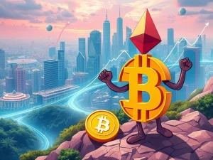 Chart displaying XRP price surges and dips within a volatile 2025 crypto market, symbolizing altcoin volatility and market shifts.