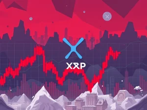 A chart showing a significant drop in XRP price, illustrating the recent market volatility and crypto liquidations.