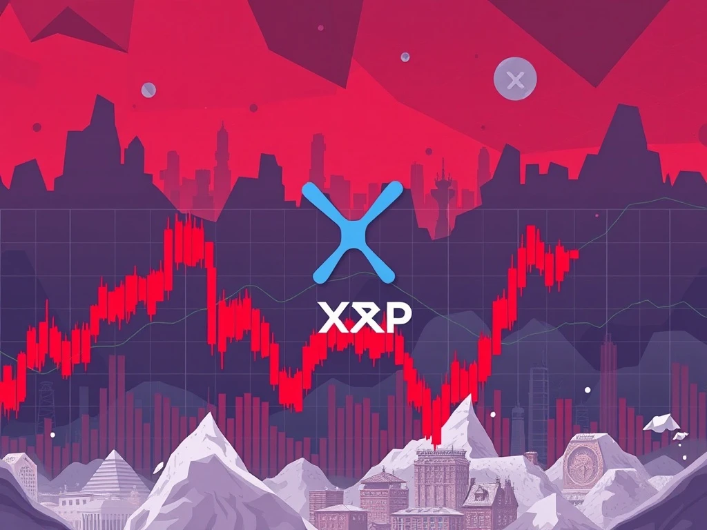 A chart showing a significant drop in XRP price, illustrating the recent market volatility and crypto liquidations.