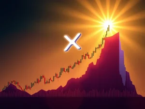 A bullish chart showing XRP's price breaking an 8-year resistance, symbolizing a significant XRP price surge and market optimism.