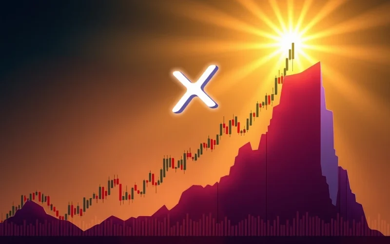 A bullish chart showing XRP's price breaking an 8-year resistance, symbolizing a significant XRP price surge and market optimism.
