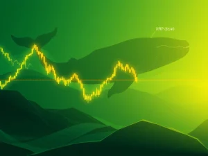 A chart illustrating the XRP price holding strong support at $3.04, with an upward trend indicating a potential XRP breakout, influenced by significant whale buys XRP.