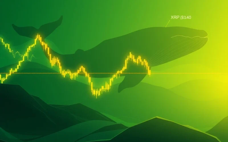 A chart illustrating the XRP price holding strong support at $3.04, with an upward trend indicating a potential XRP breakout, influenced by significant whale buys XRP.