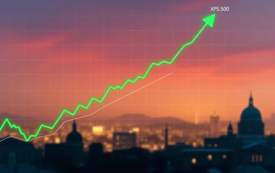 A vibrant digital chart showing XRP's price breaking upwards from a long consolidation, symbolizing its resilient market performance and future potential.