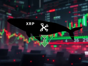 XRP price chart showing a sharp decline, representing the dramatic market volatility after a Ripple co-founder's crypto sell-off, with signs of potential XRP recovery.
