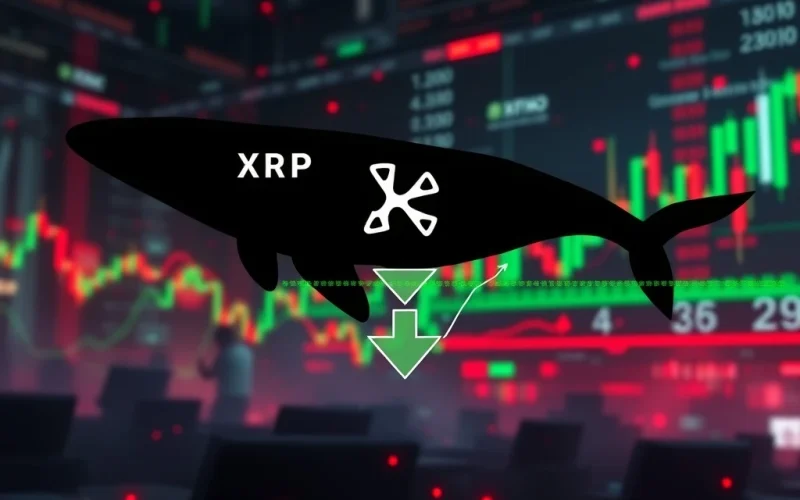 XRP price chart showing a sharp decline, representing the dramatic market volatility after a Ripple co-founder's crypto sell-off, with signs of potential XRP recovery.