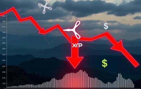 Chart illustrating a significant XRP price drop following a crypto sell-off, highlighting the impact of large liquidations on the market.