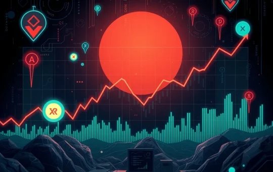 A cryptocurrency chart showing a significant XRP price drop, symbolizing market volatility and the impact of large liquidations.