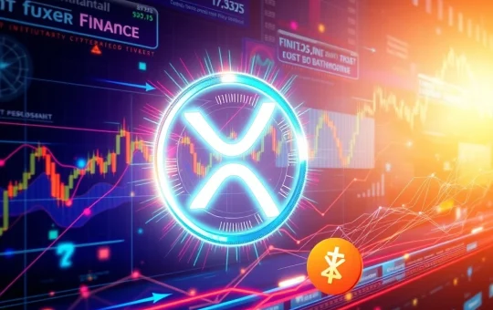 Dynamic charts and digital currency symbols depicting the explosive XRP Price surge driven by a new Crypto ETF, highlighting market growth.