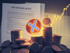 An XRP Price chart exploding upwards amidst legal papers, signaling the XRP Surge driven by the Ripple SEC Lawsuit, with a warning of a potential Crypto Market Correction.