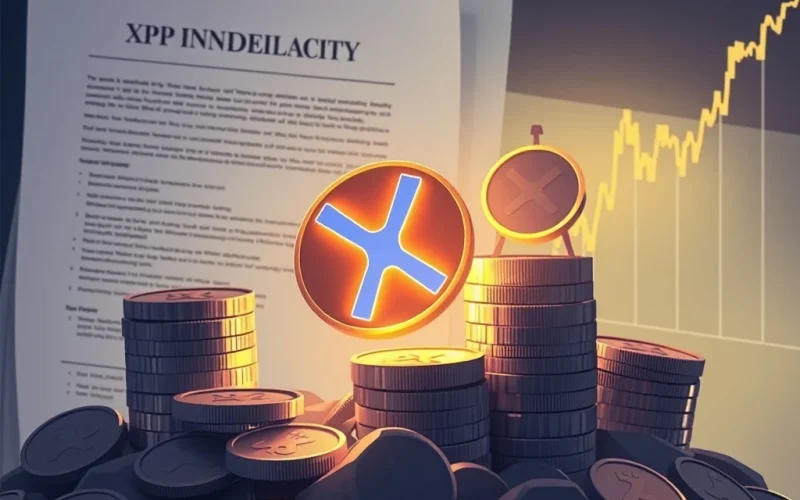 An XRP Price chart exploding upwards amidst legal papers, signaling the XRP Surge driven by the Ripple SEC Lawsuit, with a warning of a potential Crypto Market Correction.