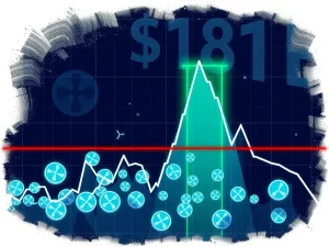 A crypto chart illustrating a sharp decline in XRP price, highlighting the critical $3.00 XRP support level amidst market liquidations.