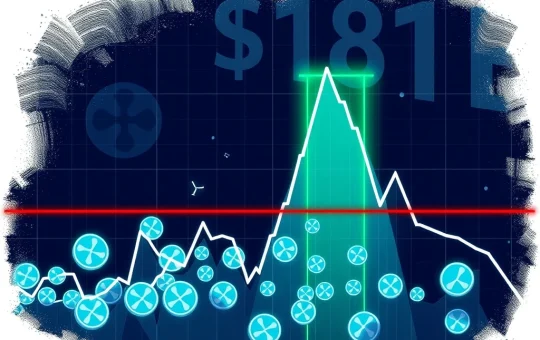 A crypto chart illustrating a sharp decline in XRP price, highlighting the critical $3.00 XRP support level amidst market liquidations.