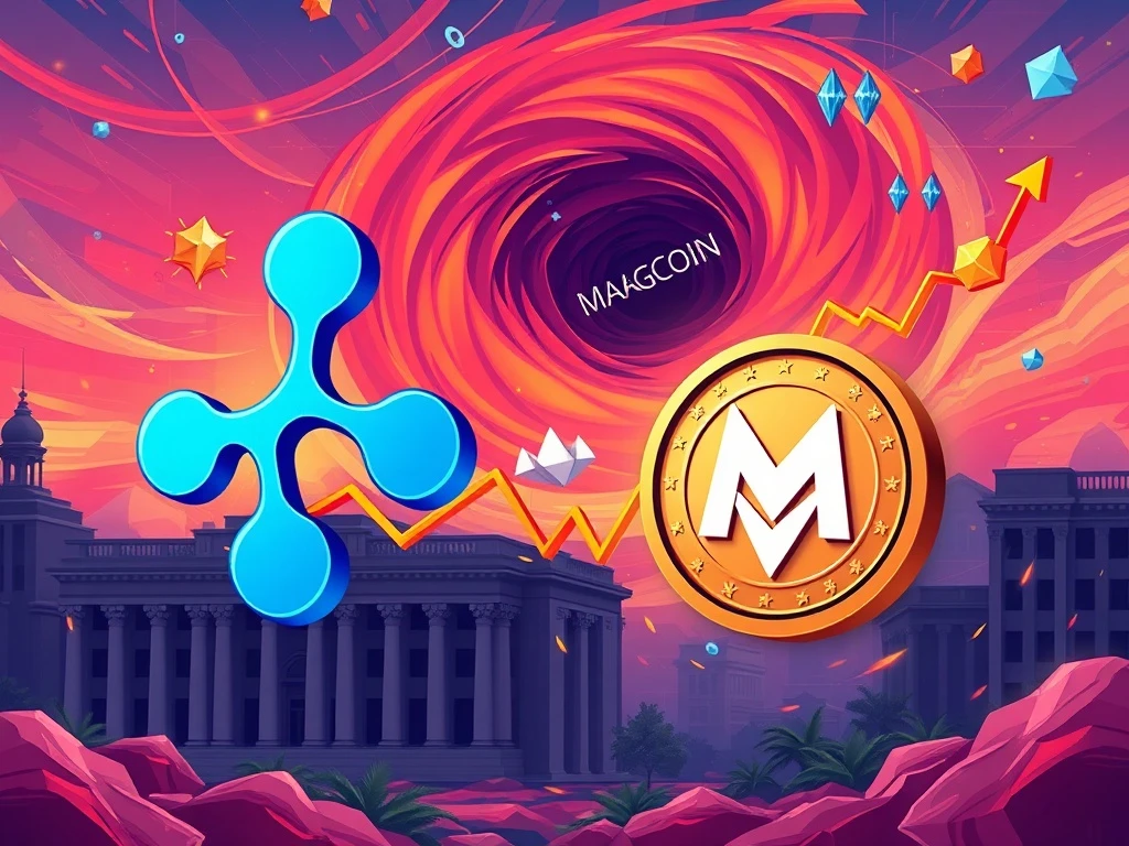 Visualizing the dramatic XRP price surge and the speculative excitement around MAGACOIN's presale, illustrating diverse crypto market dynamics.