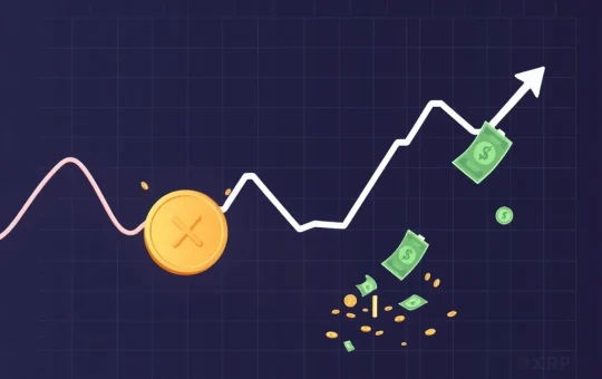 A downward trending XRP price chart illustrating the recent 15.7% dip, highlighting significant selling pressure and bearish indicators in the cryptocurrency market.
