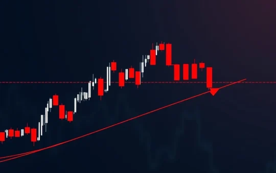A digital chart showing a significant XRP price drop, with a clear cup and handle pattern formation, signaling a potential market shift in XRP price.
