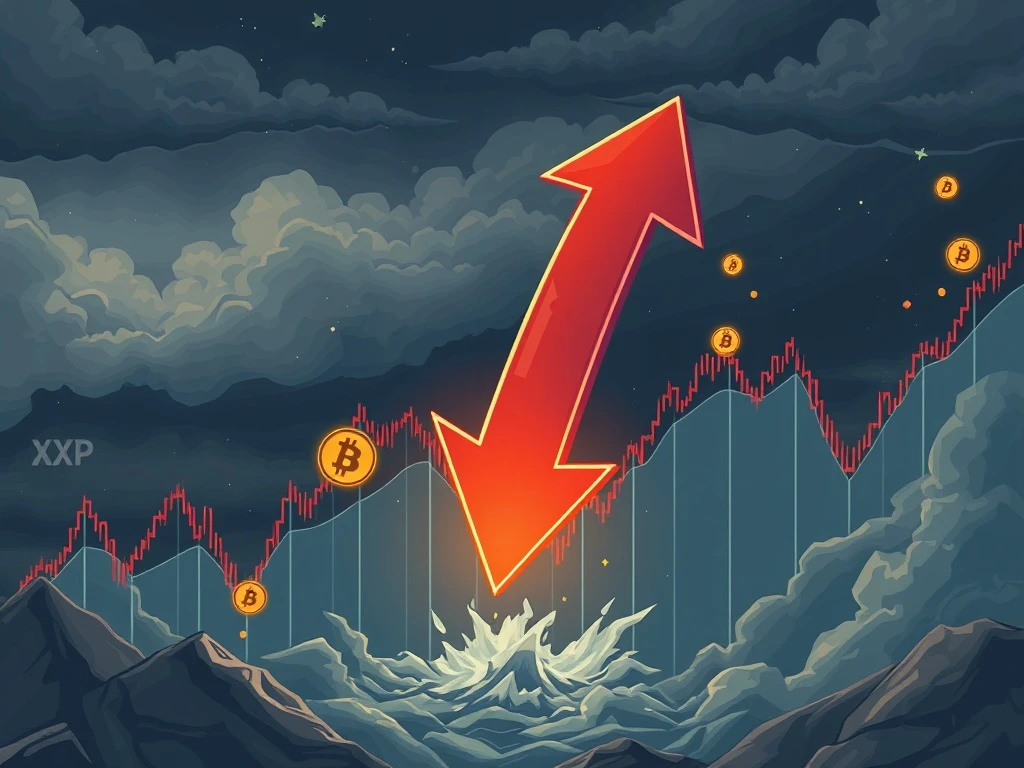 A chart showing a sharp XRP price drop, illustrating crucial crypto market volatility and the impact of profit-taking.