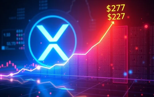 A chart depicting a significant XRP price prediction, with Fibonacci lines pointing towards a $27 target, symbolizing future growth and market analysis.