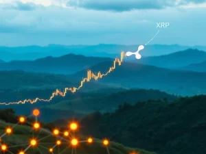 XRP price prediction chart soaring towards $5, with DeFi Remittix elements signifying market innovation.