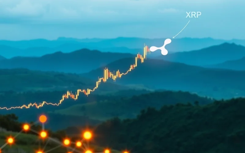 XRP price prediction chart soaring towards $5, with DeFi Remittix elements signifying market innovation.