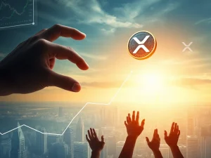 An illustration of a massive XRP price surge, depicting investor FOMO in the cryptocurrency market.