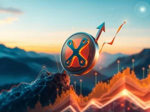 A chart showing an upward trend for XRP, illustrating the projected XRP price prediction and potential gains.