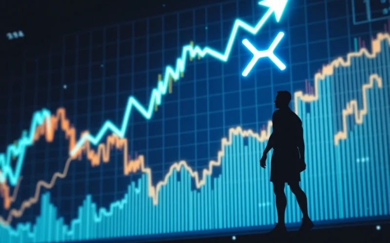 Scottie Pippen looking at an upward trending chart, symbolizing an optimistic XRP price prediction.