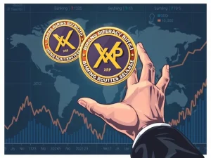 Strategic investor buying XRP during a dip as Ripple pursues a banking license, highlighting XRP's future in global finance.