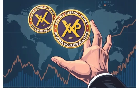 Strategic investor buying XRP during a dip as Ripple pursues a banking license, highlighting XRP's future in global finance.