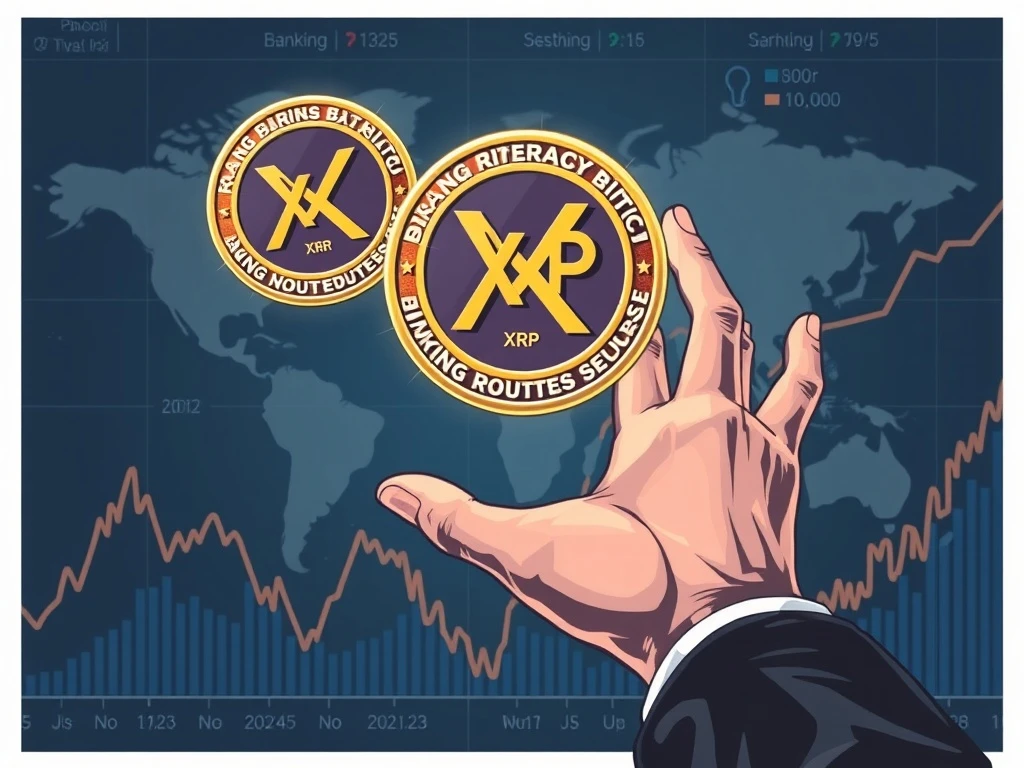 Strategic investor buying XRP during a dip as Ripple pursues a banking license, highlighting XRP's future in global finance.