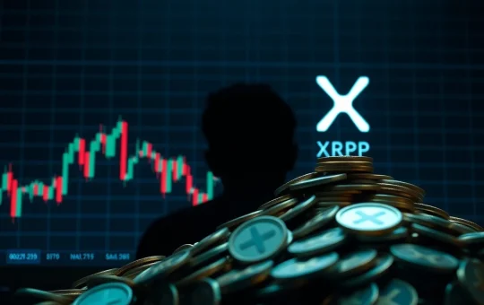 XRP price chart showing a significant drop, symbolizing the impact of Ripple co-founder Chris Larsen's large token sale.
