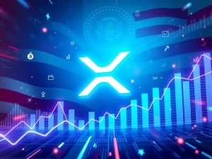 A visual representation of XRP gaining momentum, driven by institutional inflows and a positive political climate, signaling an optimistic XRP Price Target.
