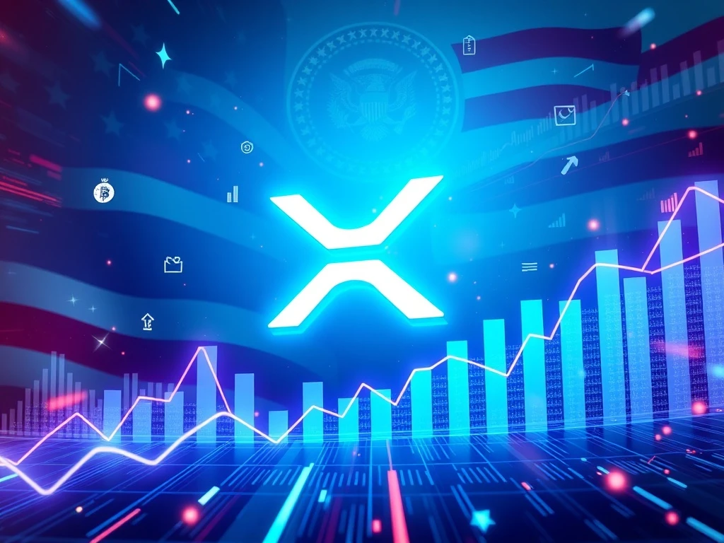 A visual representation of XRP gaining momentum, driven by institutional inflows and a positive political climate, signaling an optimistic XRP Price Target.
