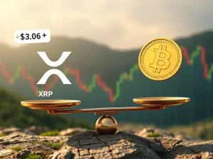 A visual representation of the XRP price prediction debate, contrasting its historical high potential with current market realities.