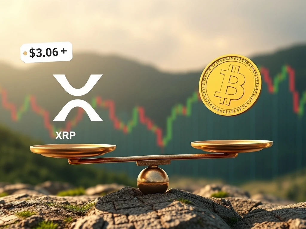 A visual representation of the XRP price prediction debate, contrasting its historical high potential with current market realities.