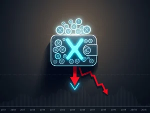 A visual representation of the potential XRP price drop triggered by large whale wallet activity, with caution signs.
