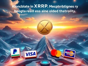 XRP coin soaring high with regulatory clarity and institutional adoption symbols