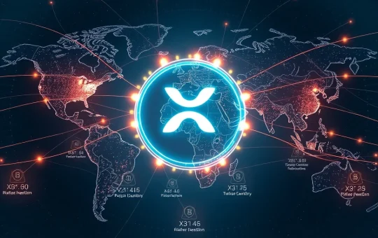 An abstract representation of XRP as the core of a secure, high-speed global financial infrastructure, powered by Ripple's patented Temporary Consensus Subnetworks.