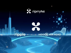 A visual representation of Ripple's strategic Hidden Road acquisition, symbolizing the powerful TradFi-DeFi bridge and accelerating institutional crypto adoption.