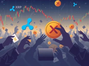 XRP News: A visual representation of market volatility and rising crypto scams following a significant XRP transfer.