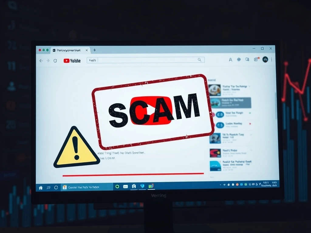 A visual representation of digital vigilance against XRP scams on YouTube, highlighting security measures.