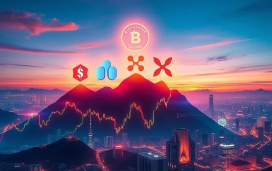 Illustrates the promising future of XRP and other top crypto picks for 2025, highlighting BlockDAG, Solana, and BONK's growth potential.