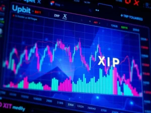 XRP trading volume chart on Upbit, illustrating its significant market dominance and the broader altcoin surge.