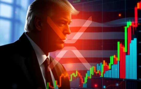 Visualizing the speculative impact of Trump news on XRP's market movements and investor sentiment, focusing on XRP.