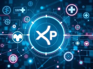XRP adoption in healthcare, showing digital payment flow and Wellgistics' innovative move to modernize financial operations.
